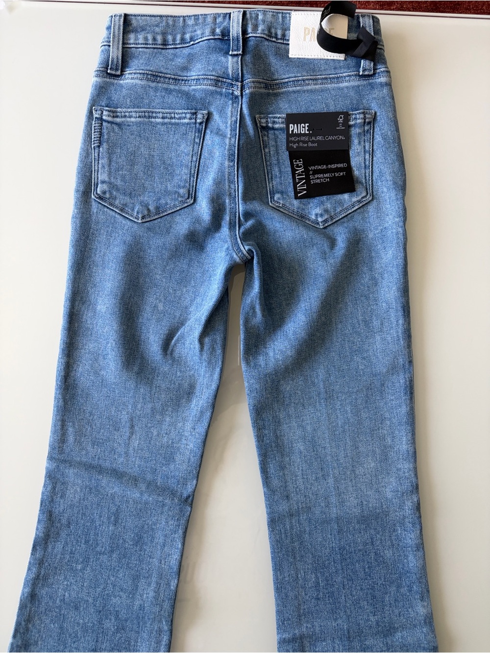 Paige Petites High Rise Laurel Canyon Jeans in Monaco Mist Sz 24 - Picture 9 of 15